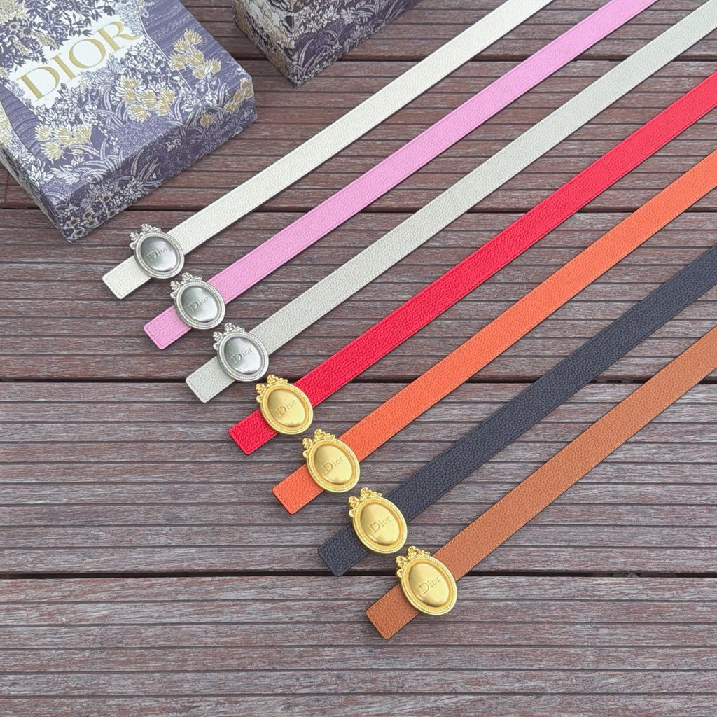 CD Médaillon Belt 2.5cm Grained Leather 210921