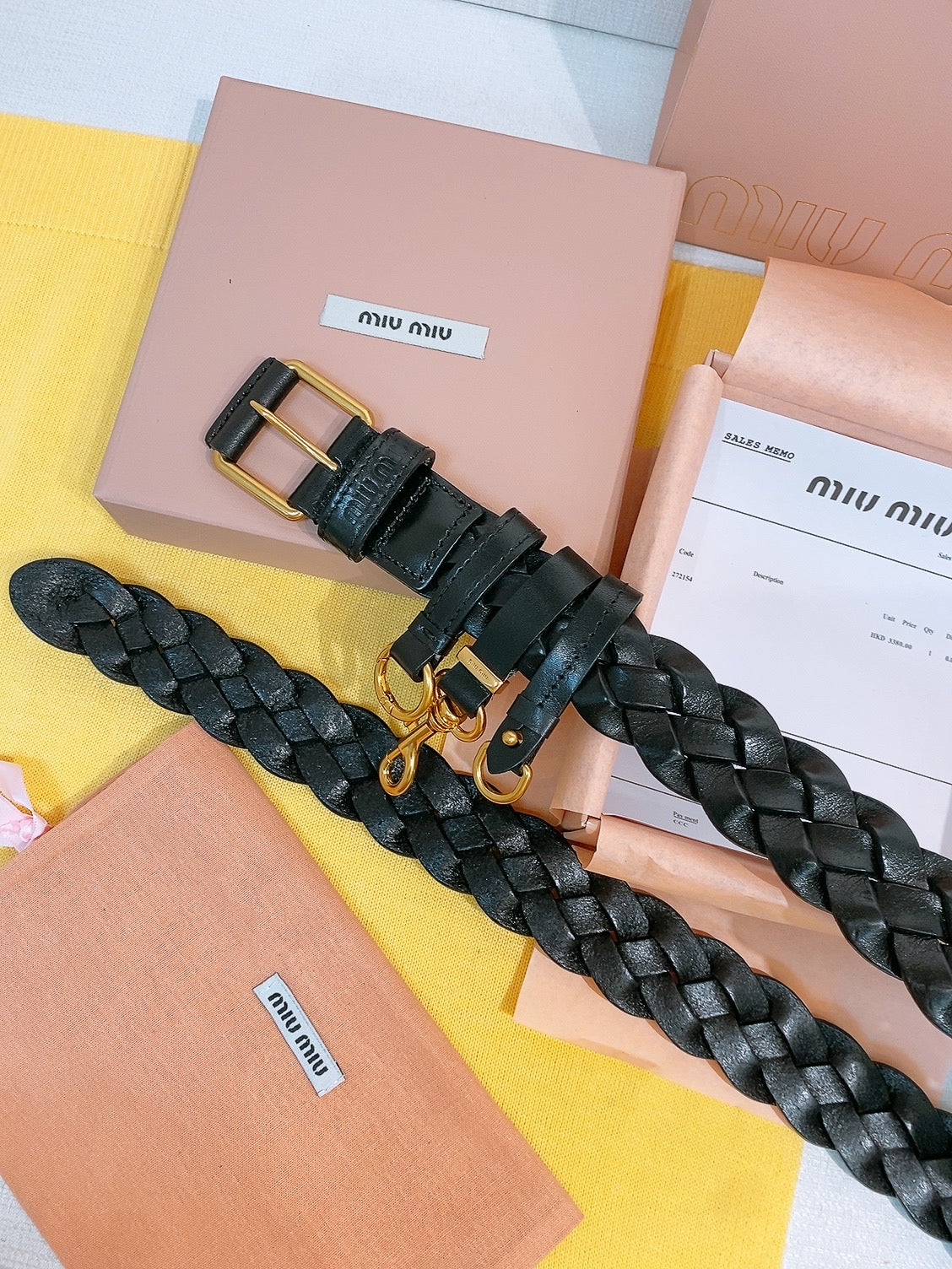 Miu 26s Black Woven Belt 211536
