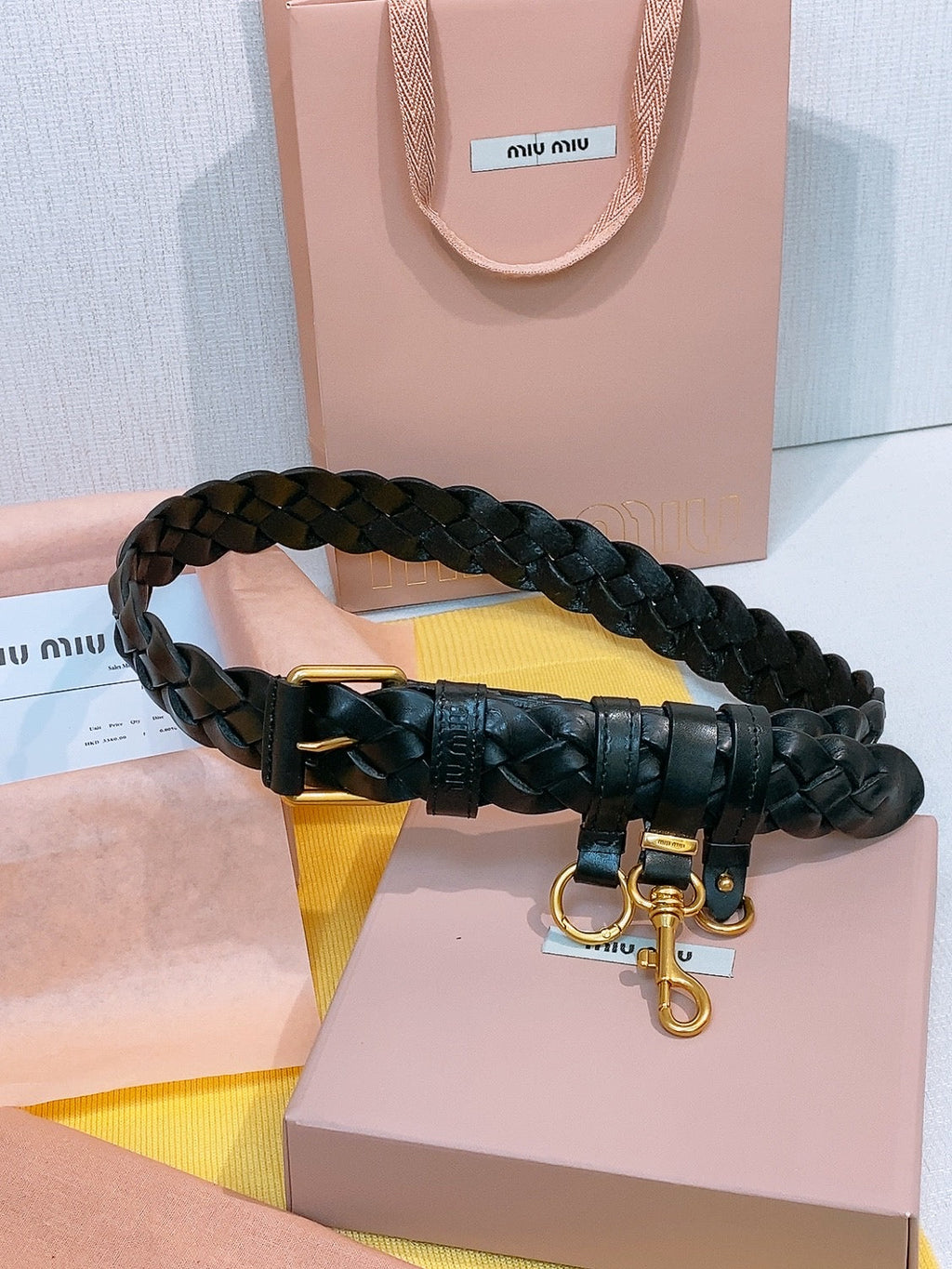 Miu 26s Black Woven Belt 211536