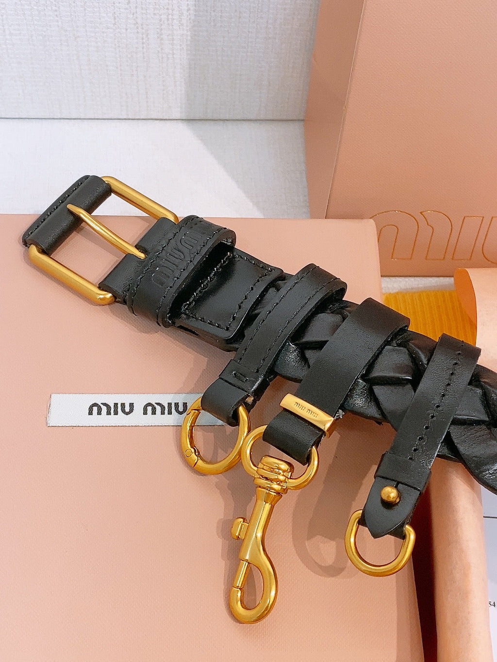 Miu 26s Black Woven Belt 211536