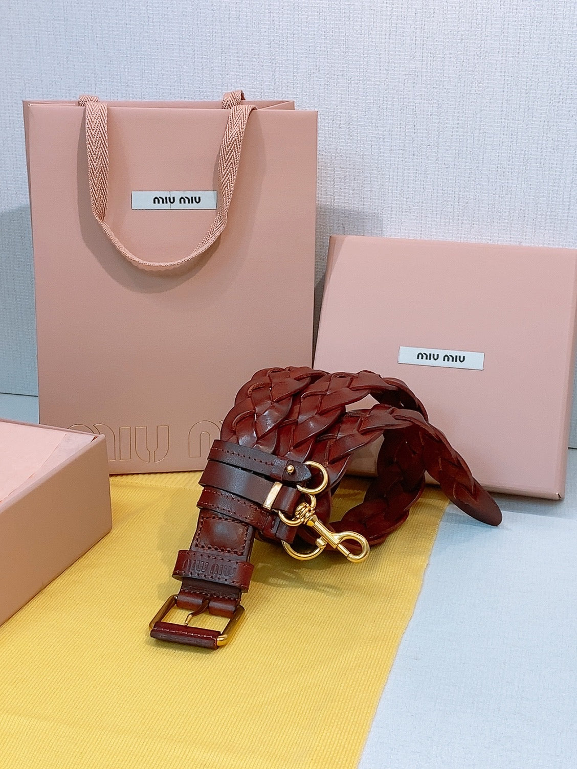 Miu 26s Burgundy Woven Belt 211531