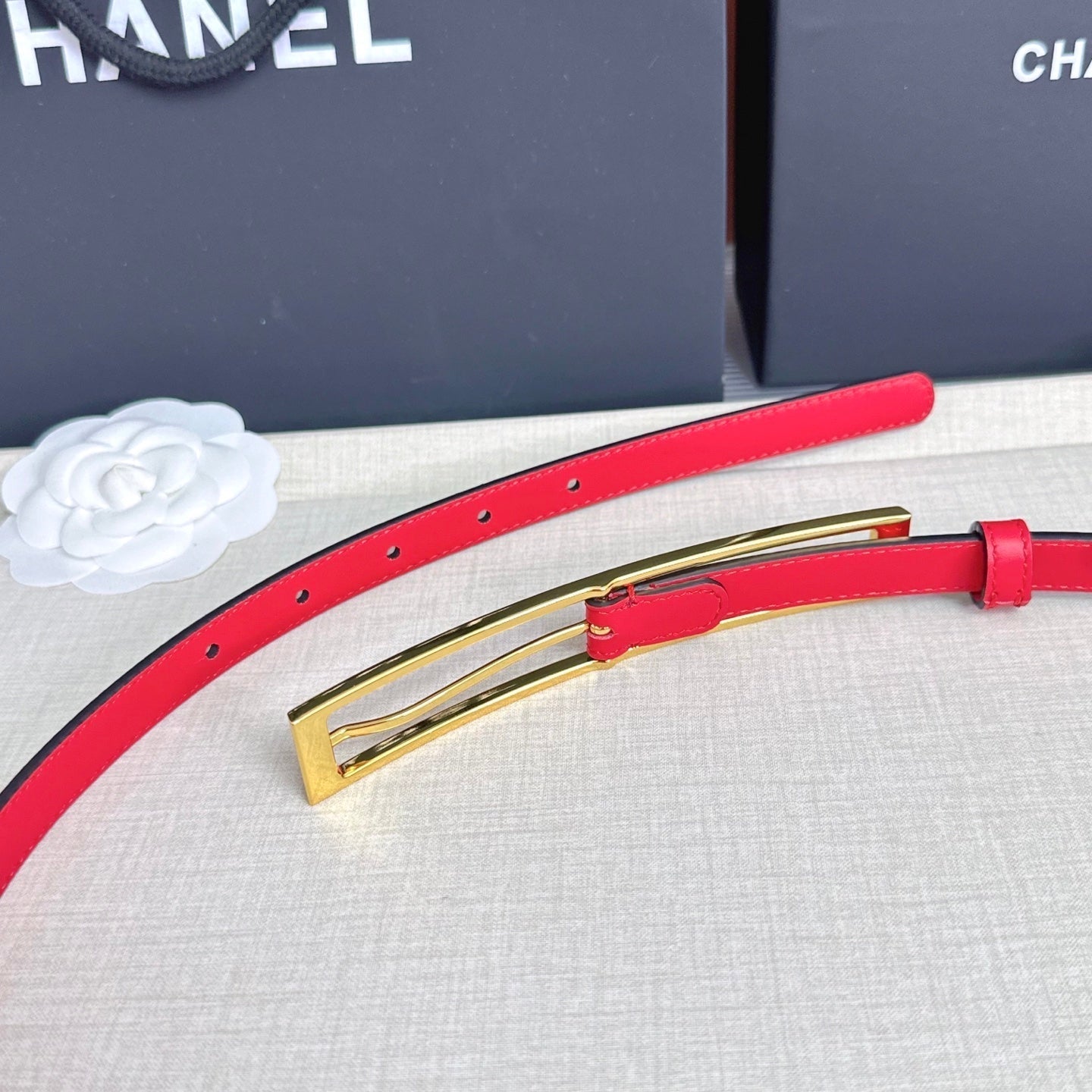 CC Métiers d’art 2026 1.5cm Red Belt Leather 211437
