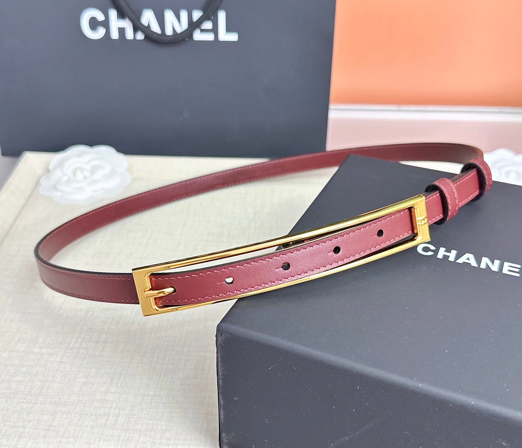 CC Métiers d’art 2026 1.5cm Burgundy Belt Leather 211435