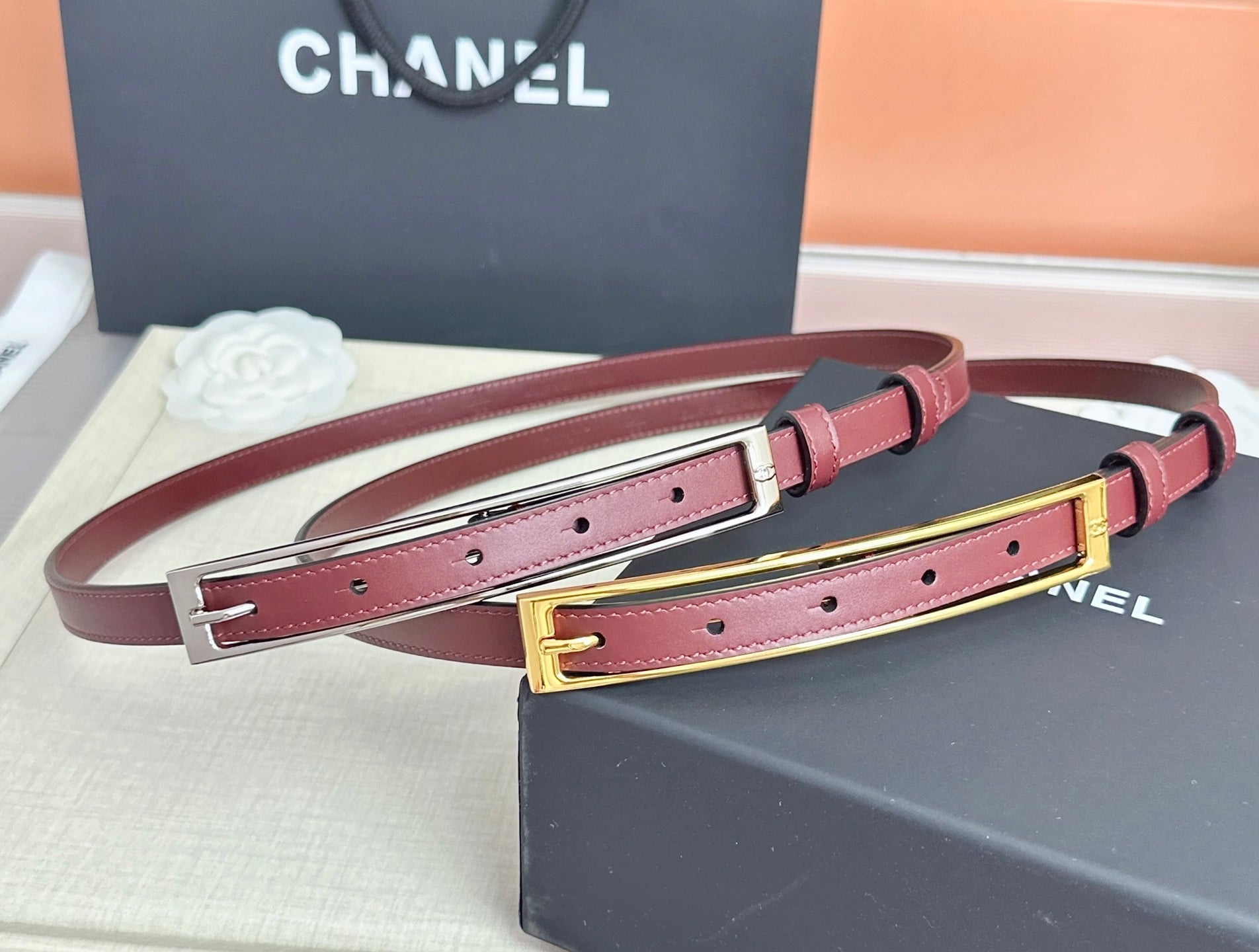 CC Métiers d’art 2026 1.5cm Burgundy Belt Leather 211435