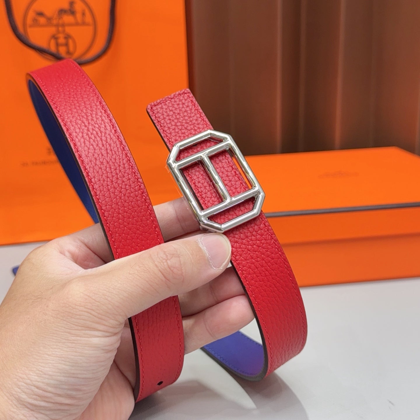 HM Reversible 2.5cm Belt Leather 212400