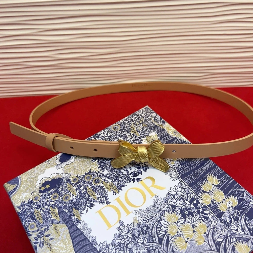 CD 2026 Bow Belt 1.5cm Smooth Calfskin