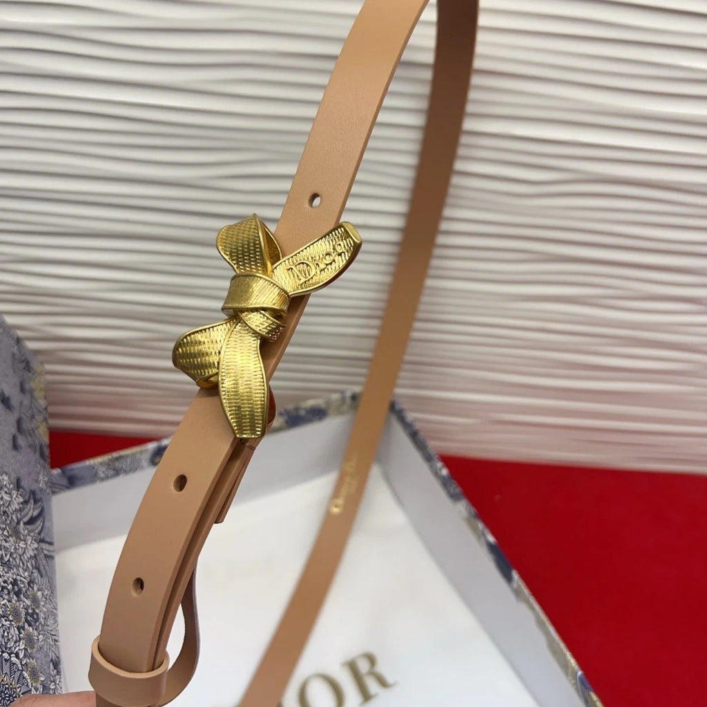 CD 2026 Bow Belt 1.5cm Smooth Calfskin