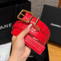 CC 3.0cm 2026 Métiers d'art Belt Red Crocodile Embossed Calfskin 209292