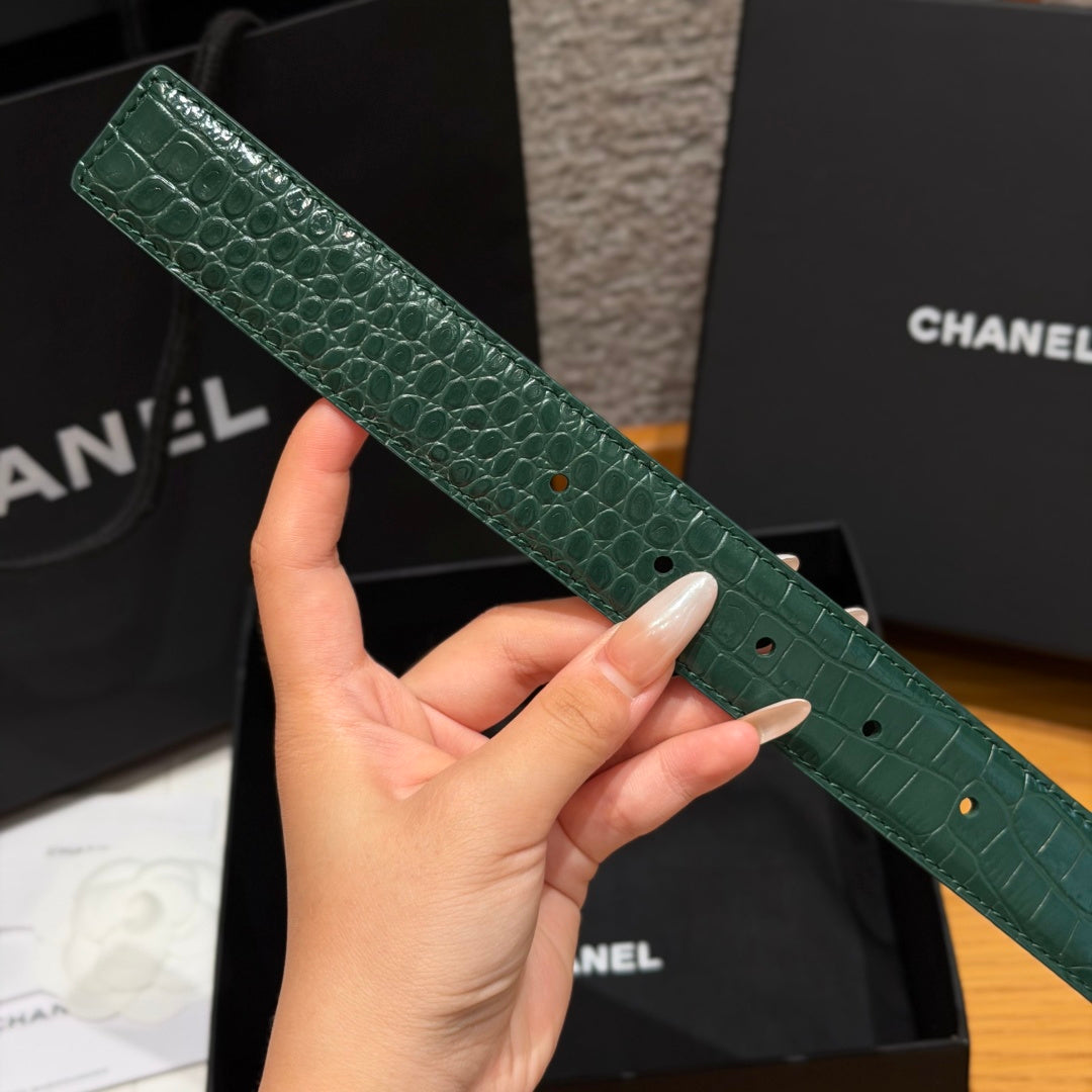 CC 3.0cm 2026 Métiers d'art Belt Green Crocodile Embossed Calfskin 209291