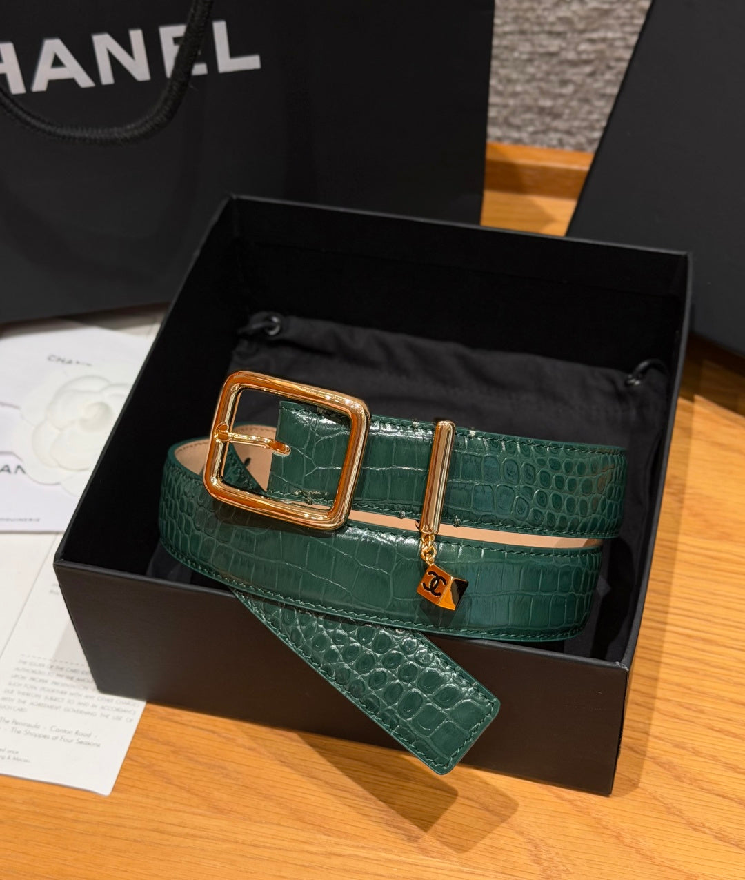 CC 3.0cm 2026 Métiers d'art Belt Green Crocodile Embossed Calfskin 209291