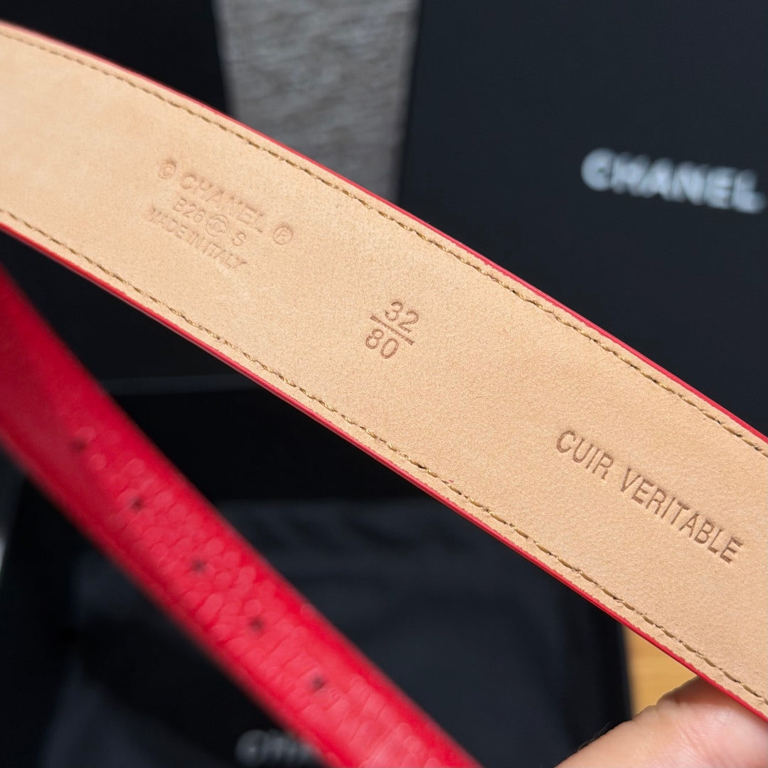 CC 3.0cm 2026 Métiers d'art Belt Red Crocodile Embossed Calfskin 209288