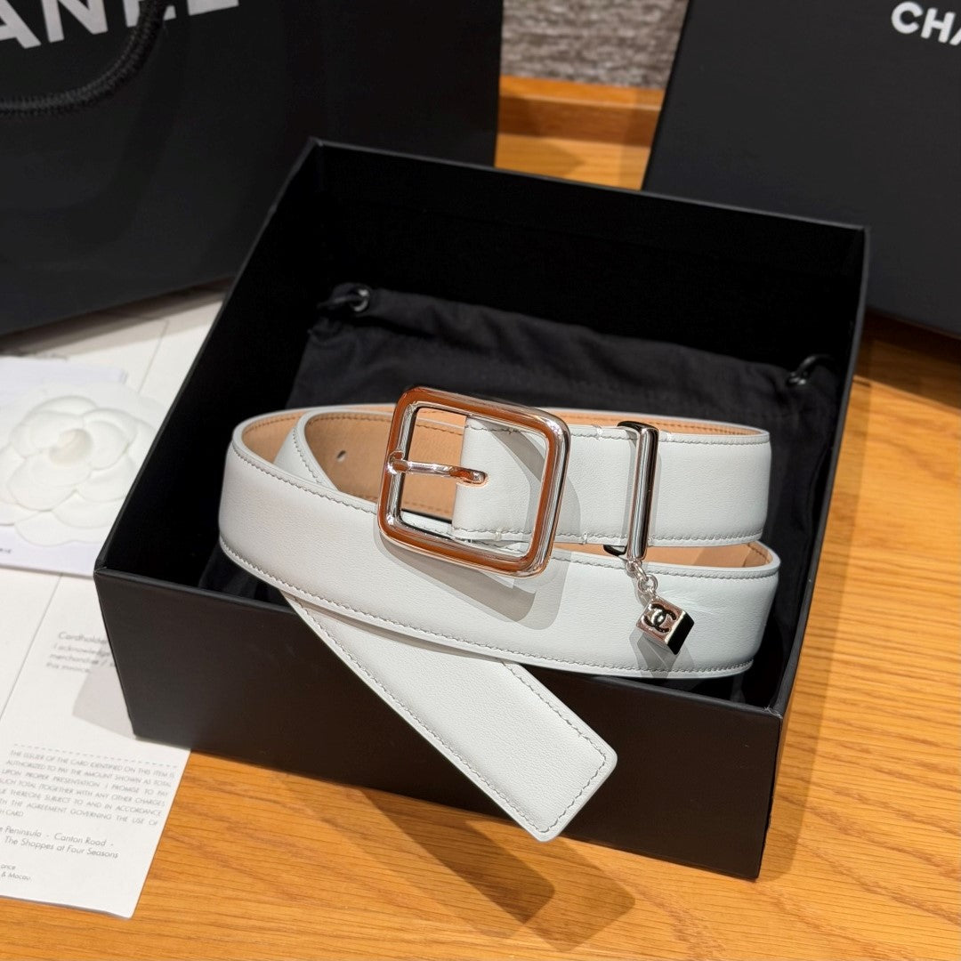 CC 3.0cm 2026 Métiers d'art Belt White Calfskin 209285