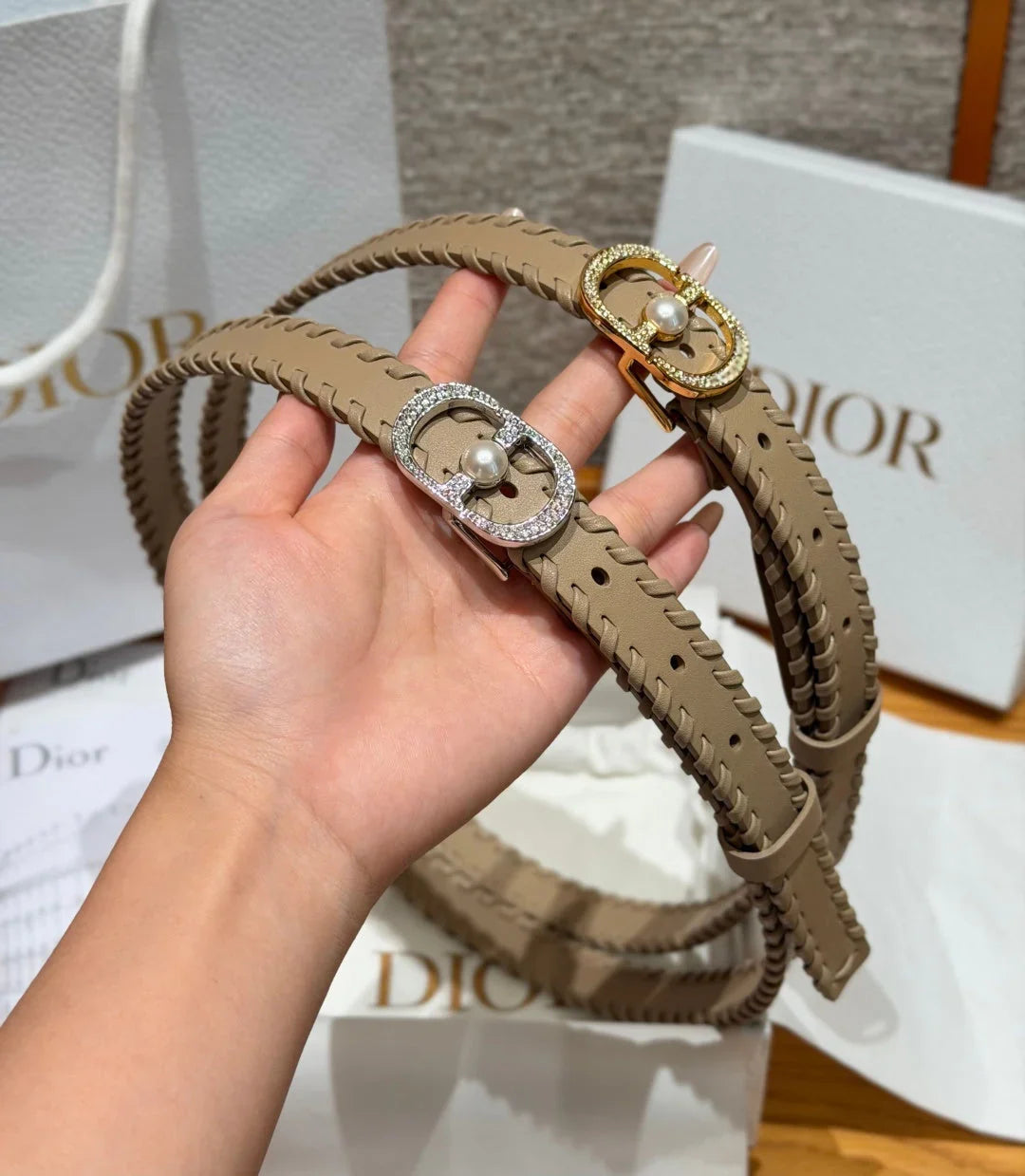 CD 2026 Hand-woven Calfskin Belt 20mm With Braided Rope Trim