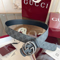 Gucci Supreme Belt Blunt Copper Buckle 40mm Slate Gray Leather Canvas