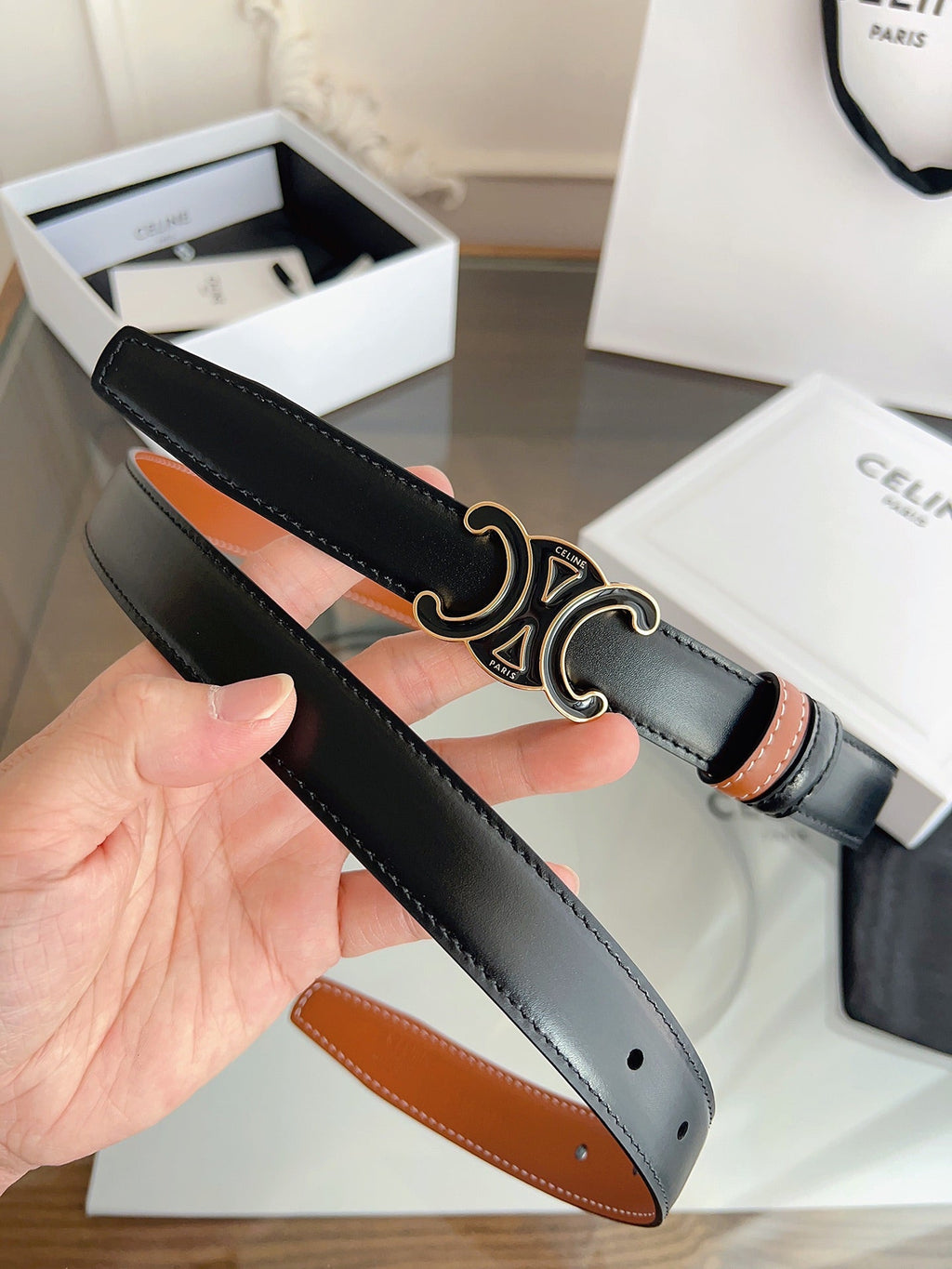 CL Black 25mm Triomphe Enamel Black Orange Cowhide 615281