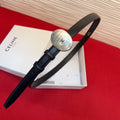 Celine Teen Maison Belt 2.5cm Black Sliver Calfskin 201440