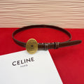 Celine Teen Maison Belt 2.5cm Coffee Gold Patent Calfskin 201443