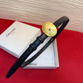 Celine Teen Maison Belt 2.5cm Black Gold Calfskin 201446