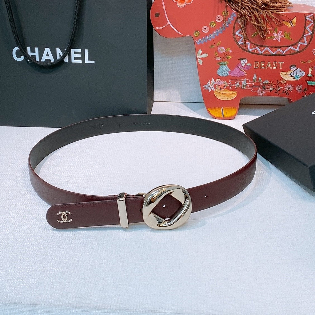 CC Pre 26s Belt 3.0cm Burgundy Light Gold Calfskin 203375