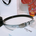 Celine Triomphe Oval Belt 2.5cm Sliver Calfskin 203769
