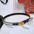 Celine Triomphe Oval Belt 2.5cm White Gold Canvas 203764