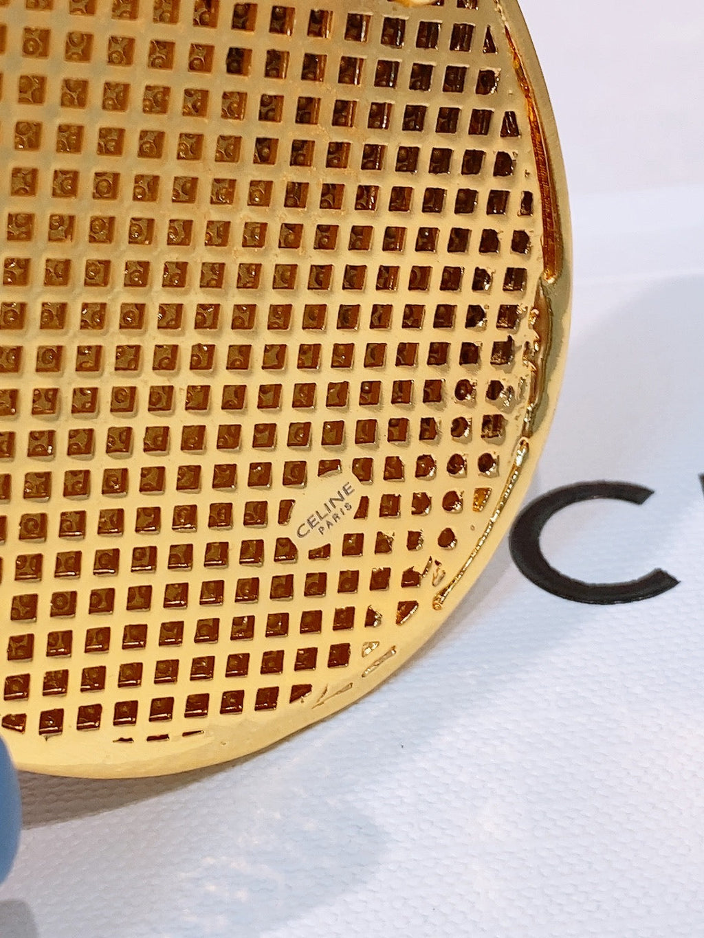 Celine Teen Maison Belt 1.3cm Red Gold Calfskin 203749