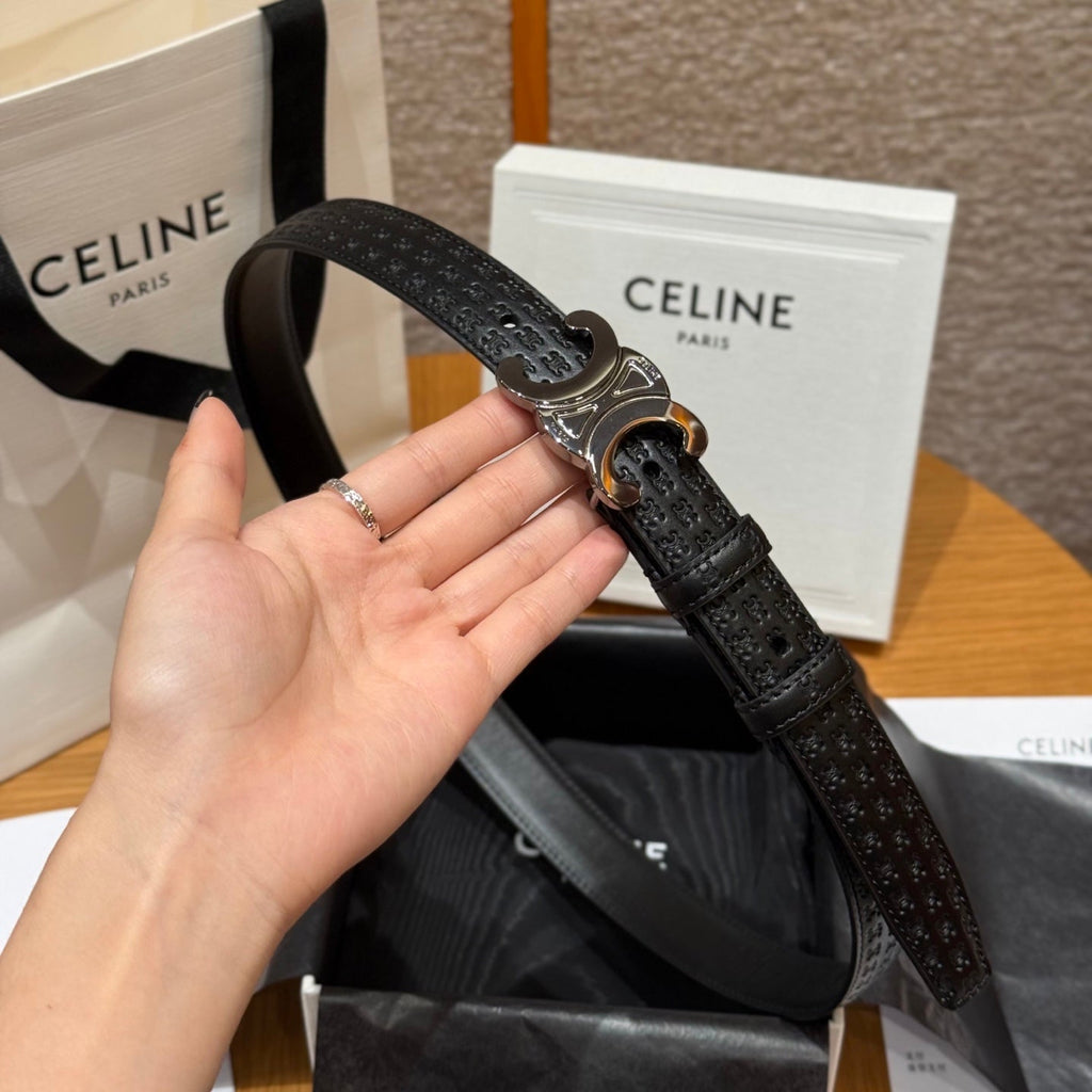 CL Gray 25mm Triomphe Enamel Monogram Black Calfskin 597409
