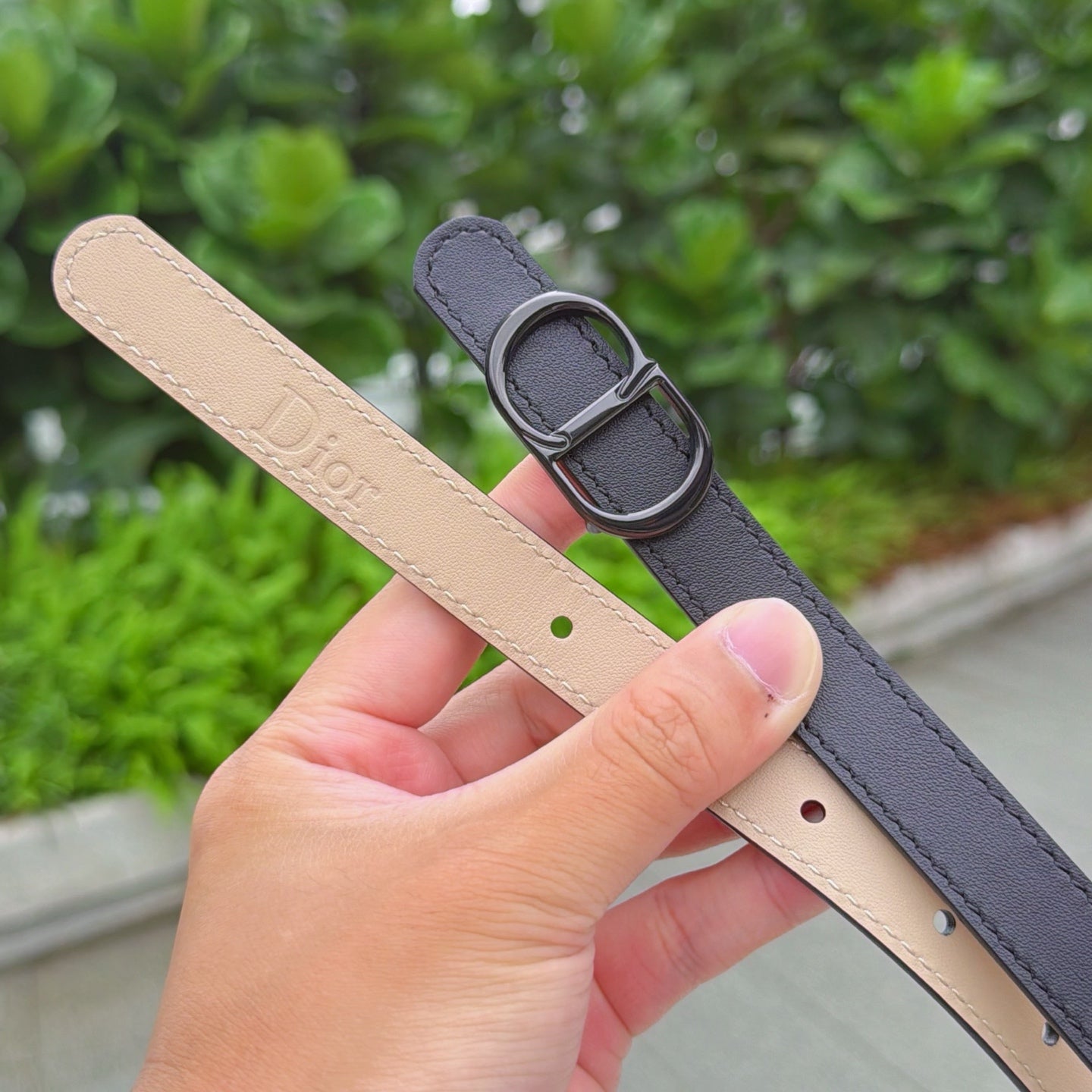 CD 2cm Icon Belt Black Khahi Calfskin 203163