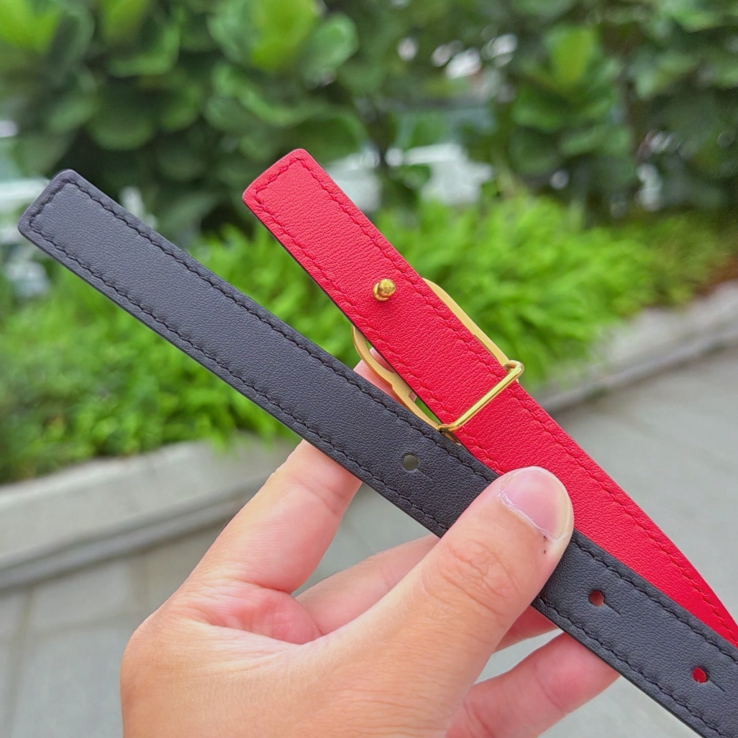 CD 2cm Icon Belt Black Gold Calfskin 203168