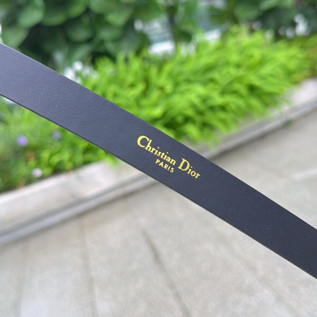 CD 2cm Icon Belt Muted Full Black Gold Calfskin 203159