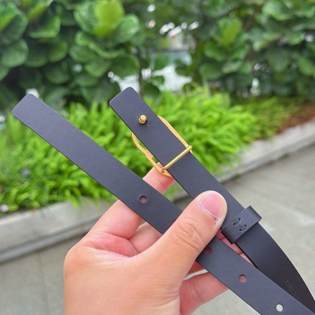 CD 2cm Icon Belt Muted Full Black Gold Calfskin 203159