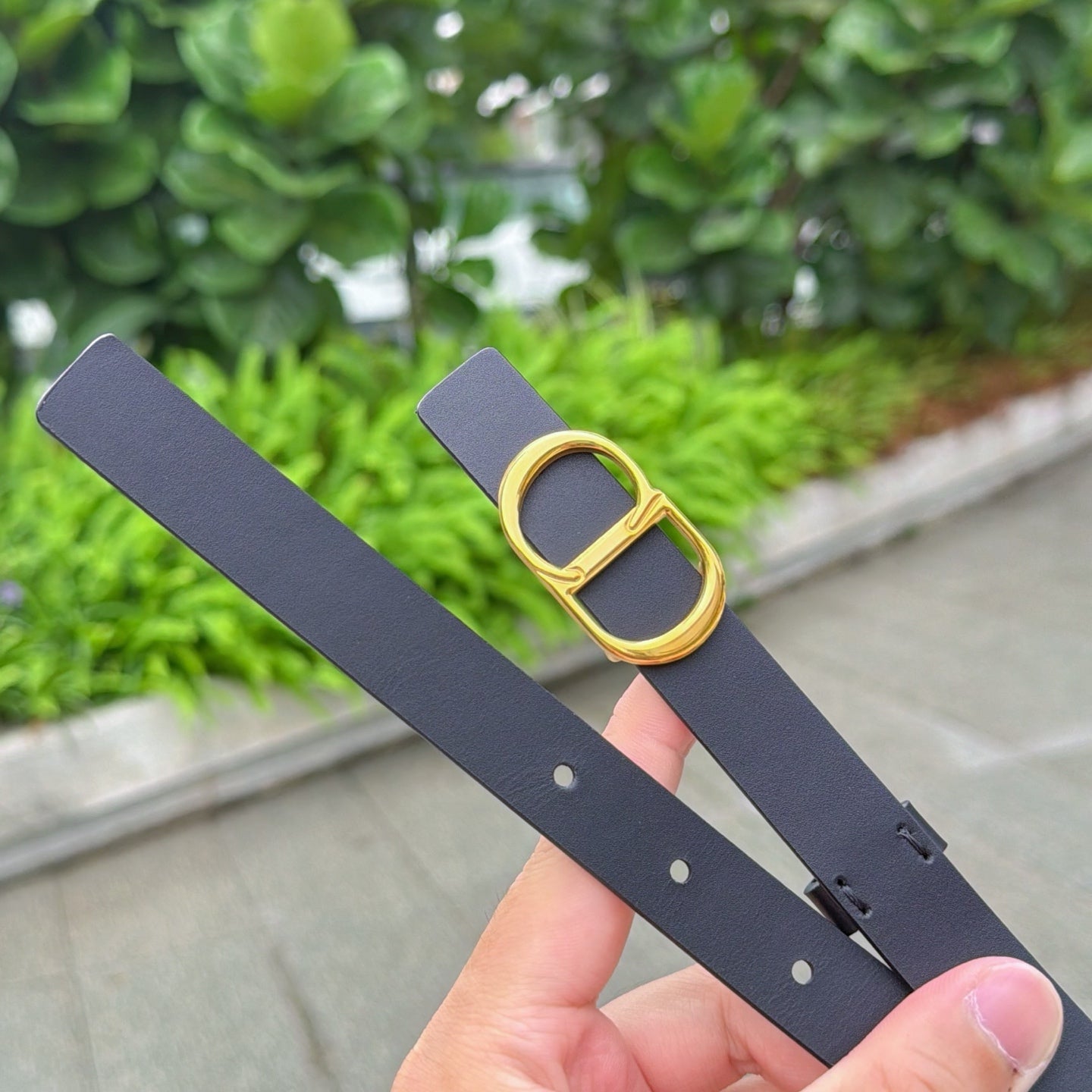 CD 2cm Icon Belt Muted Full Black Gold Calfskin 203159
