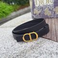 CD 2cm Icon Belt Muted Full Black Gold Calfskin 203159