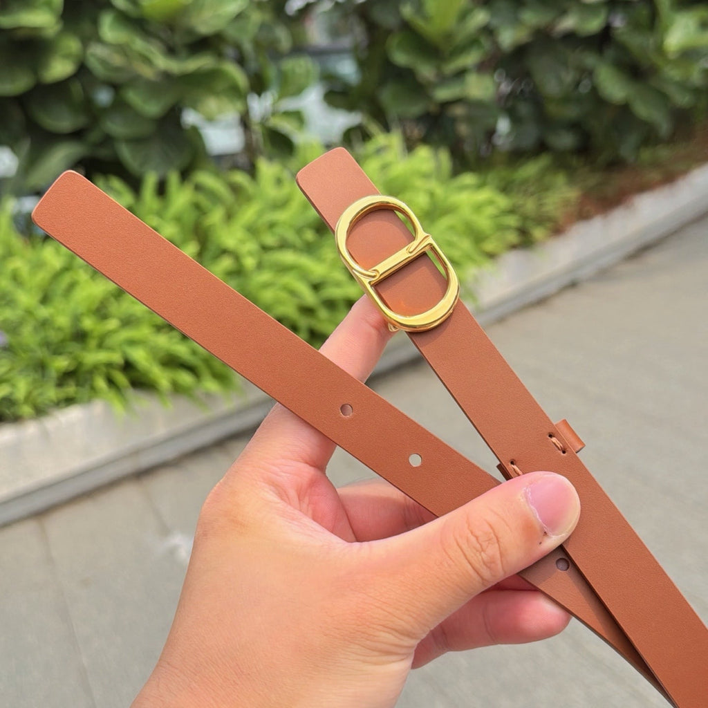 CD 2cm Icon Belt Brown Gold Calfskin 203161
