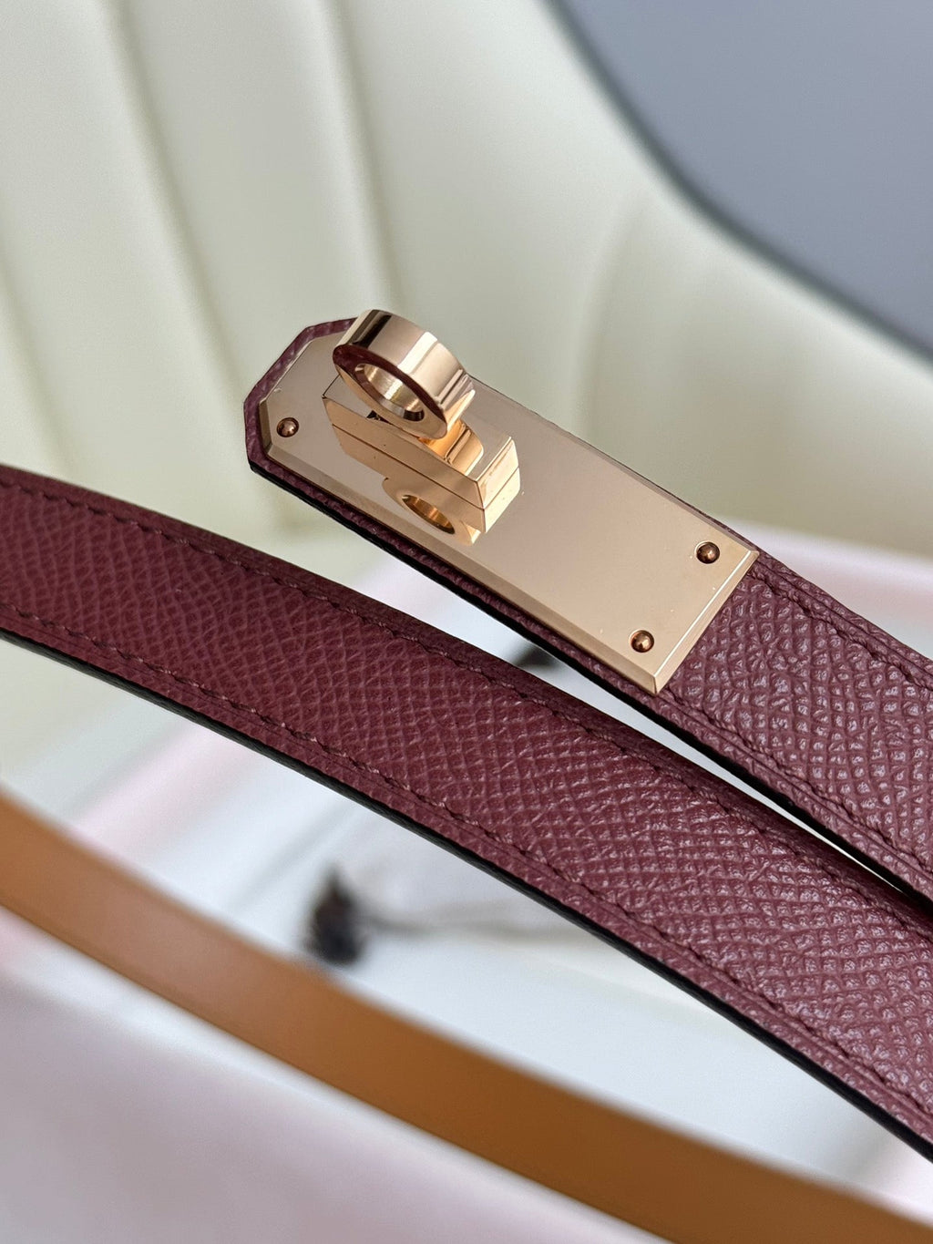 HM Kelly Belt 18mm Burgundy Epsom Leather