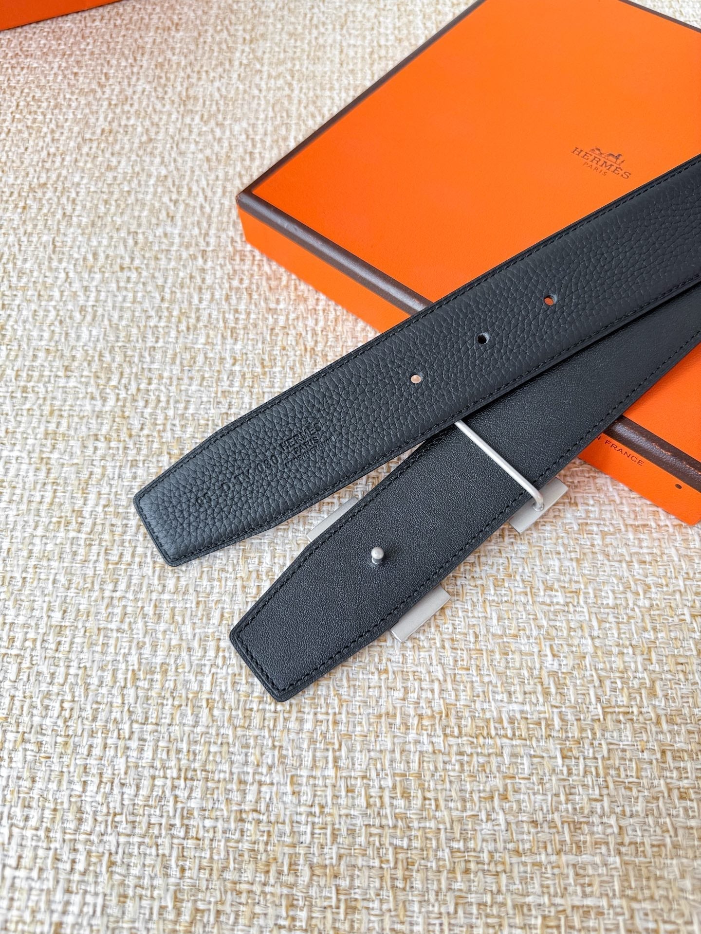 HM Constance Belt 38mm Black Cowhide Sliver Buckle 619782