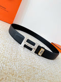 HM Constance Belt 38mm Black Cowhide Sliver Buckle 619782