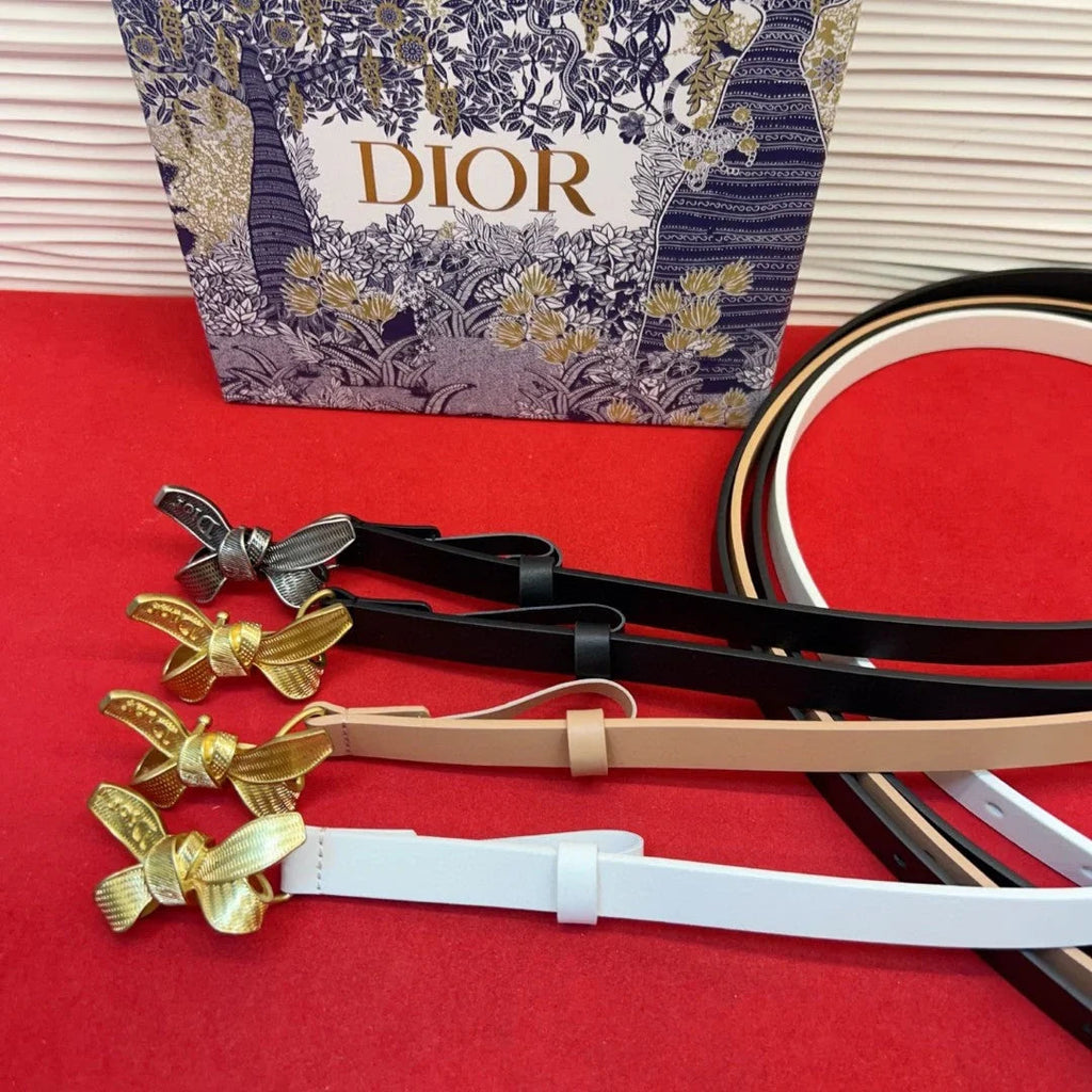CD 2026 Bow Belt 1.5cm Smooth Calfskin