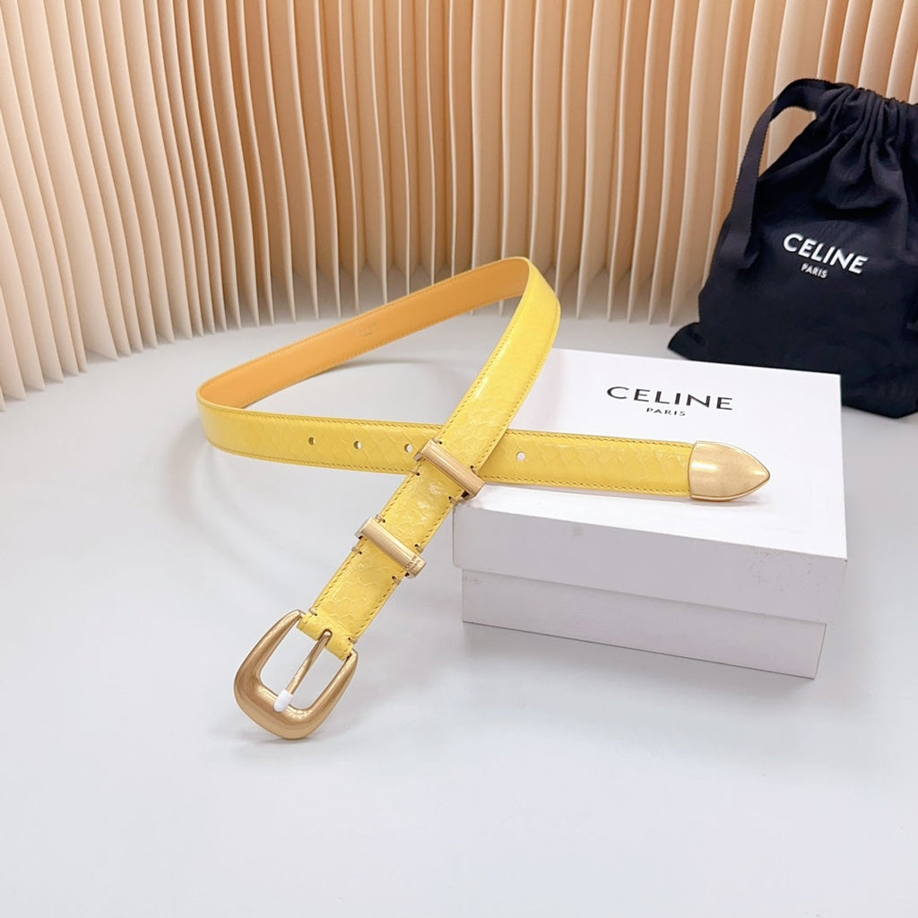 Medium Western Belt 25mm Yellow Calfskin Gold Loop Ghw
