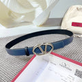 The Bold Edition Reversible Belt 30mm Blue Black Grained Calfskin Silver Buckle