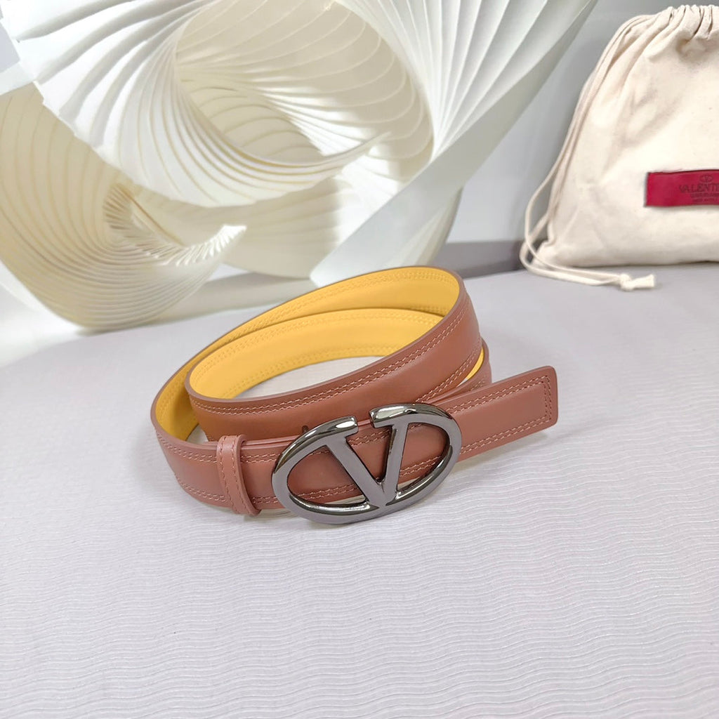 The Bold Edition Belt 30mm Brown Yellow Calfskin Black Buckle