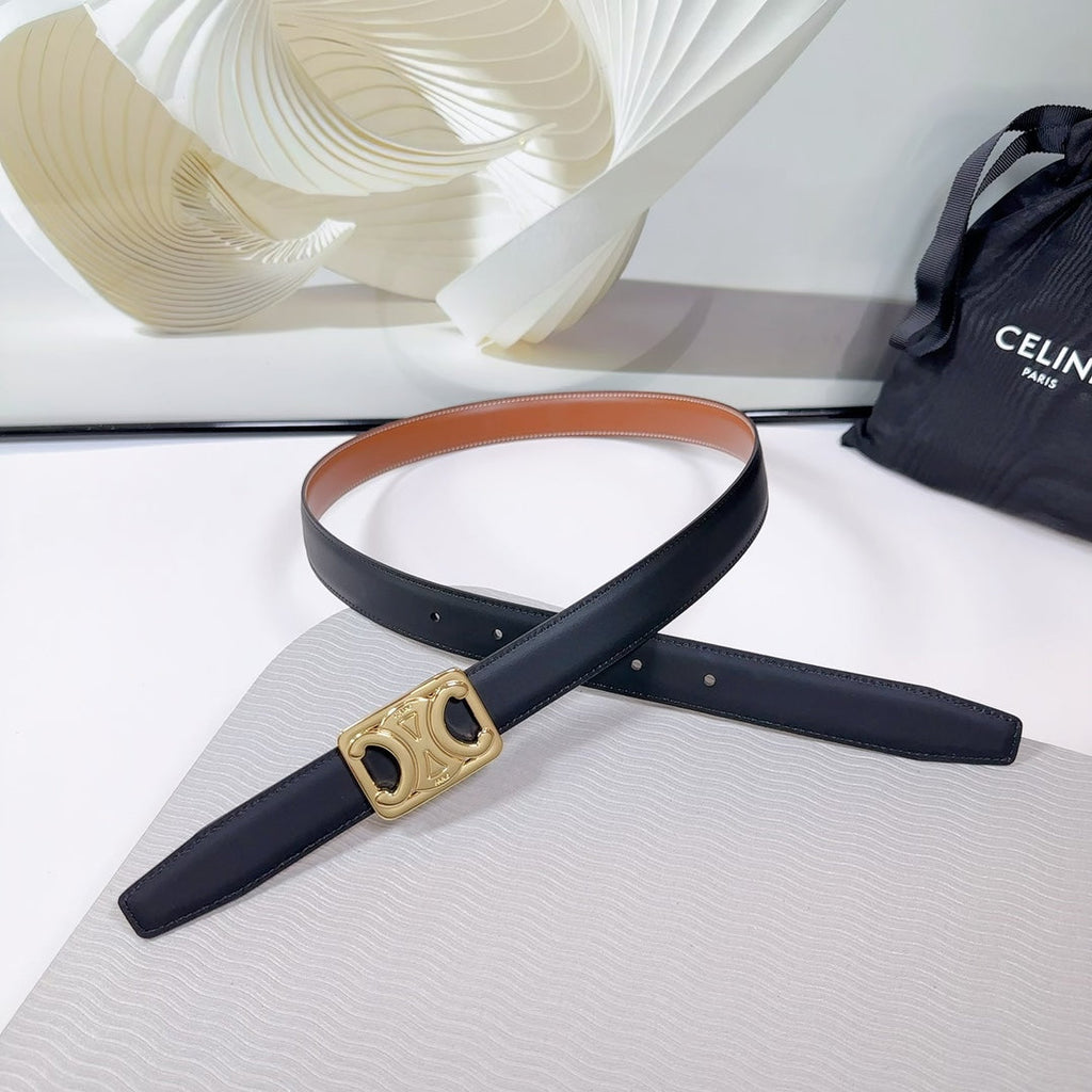 CEL Gold Buckle Belt 25mm Black Calfskin 178253