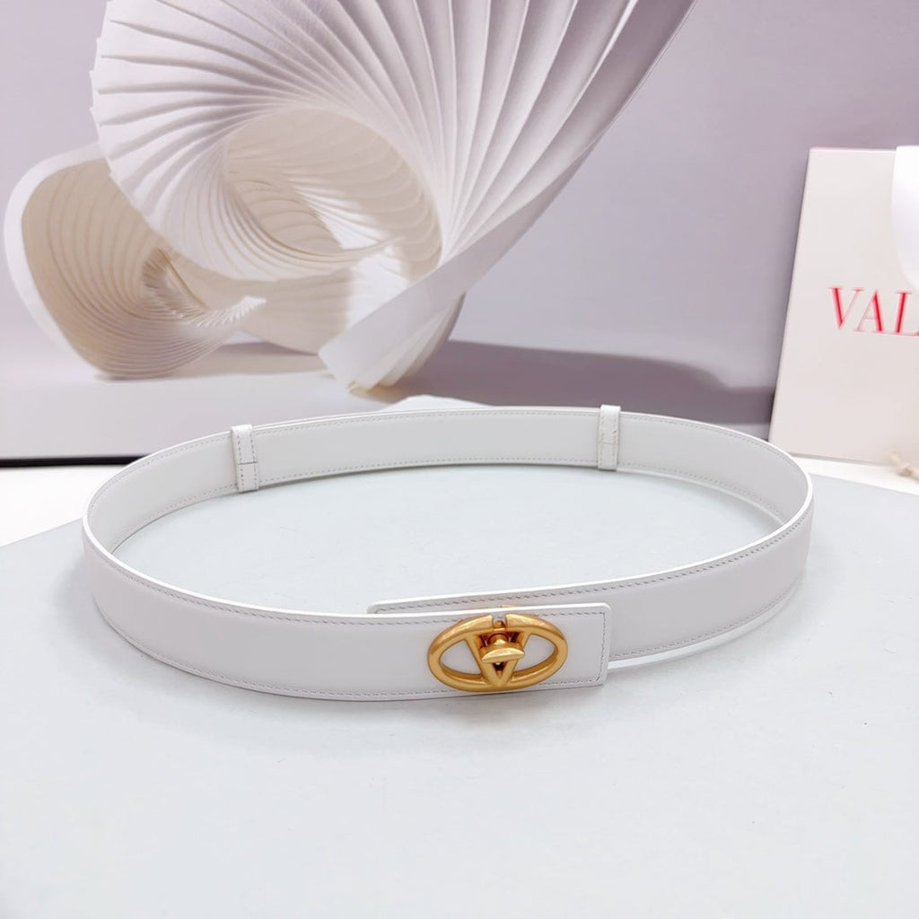 The Bold Edition Belt 30mm White Calfskin Gold Buckle