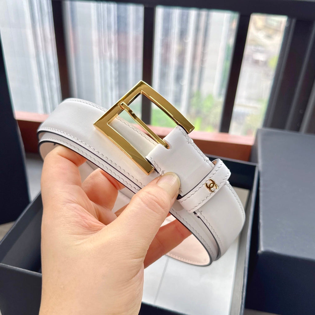 CC Belt 3cm White Cowhide 202940