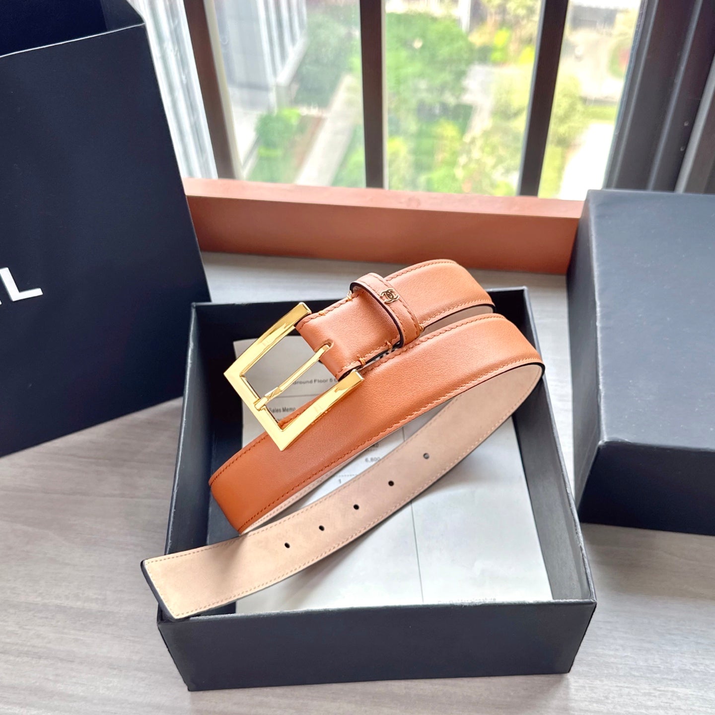 CC Belt 3cm Orange Cowhide 202939