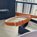 CC Belt 3cm Tan Brown Sliver Cowhide 202806