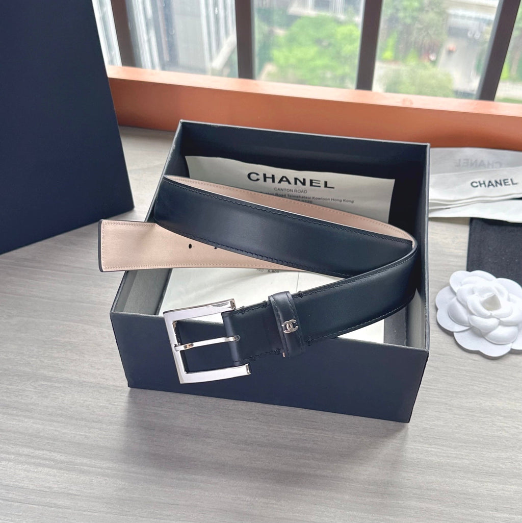 CC Belt 3cm Black Sliver Cowhide 202810