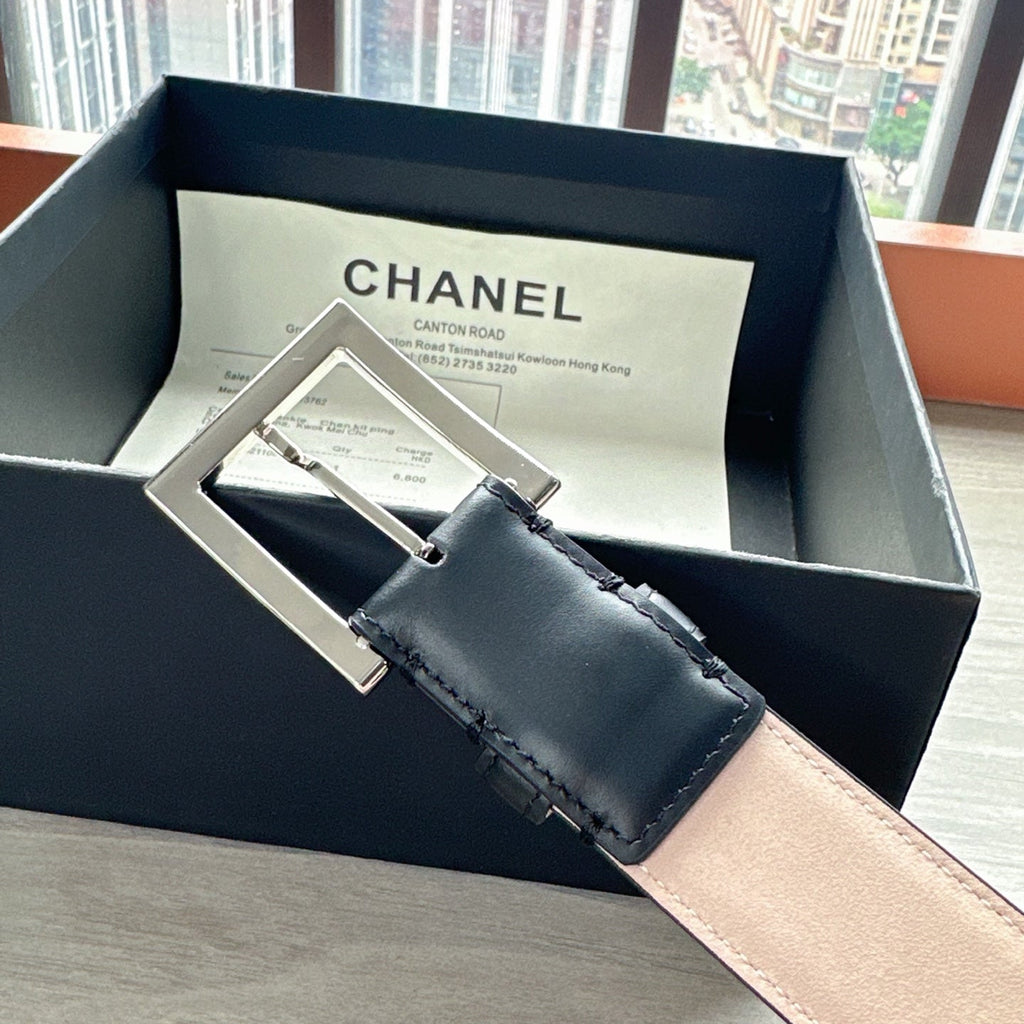 CC Belt 3cm Black Sliver Cowhide 202810
