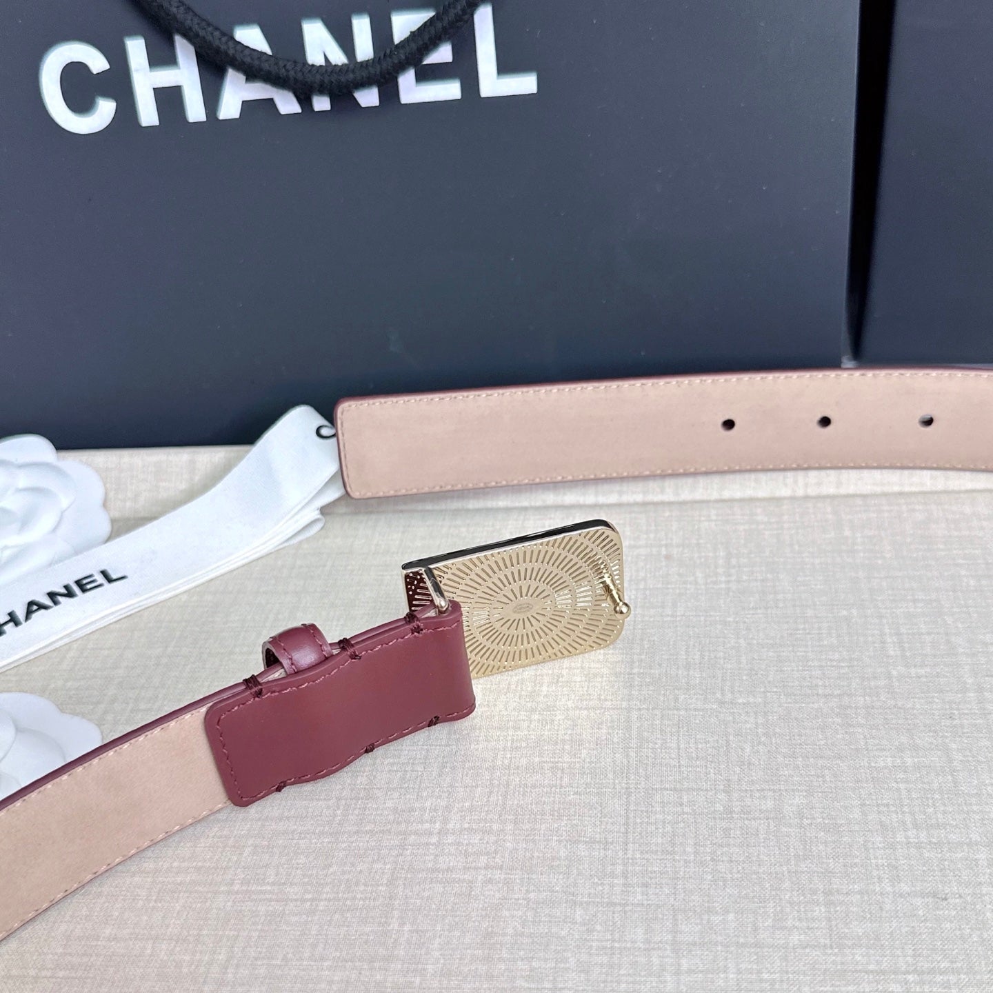 CC 3.0cm Belt Burgundy Lambskin 209357