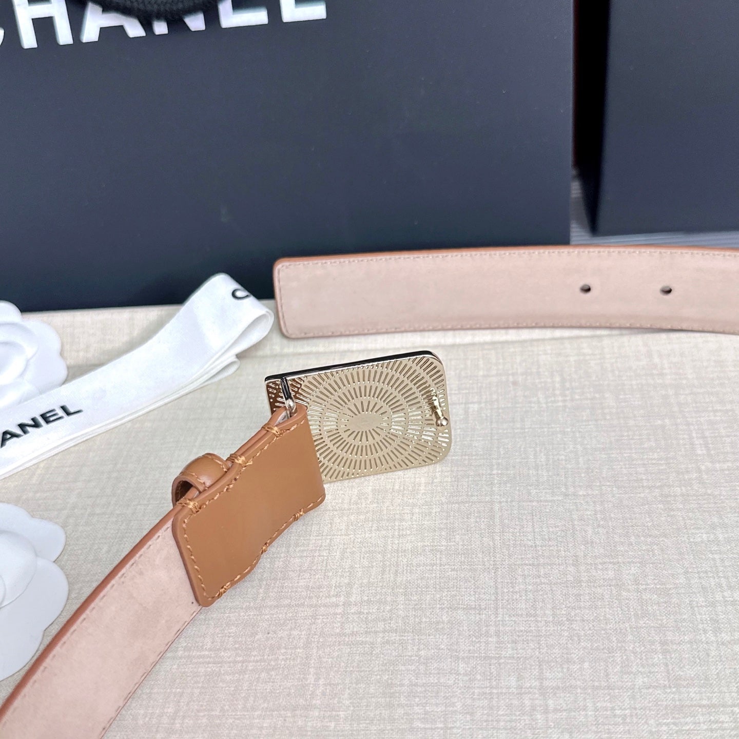CC 3.0cm Belt Tan Lambskin 209358